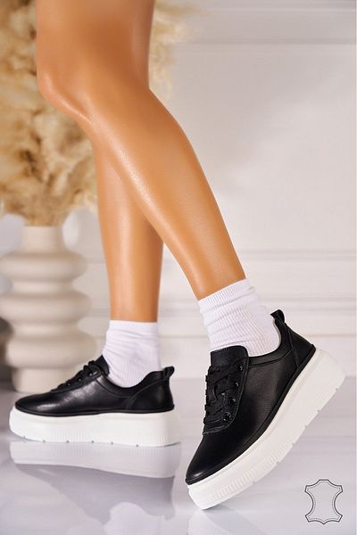 Joana Breanna Black Leather Sneakers