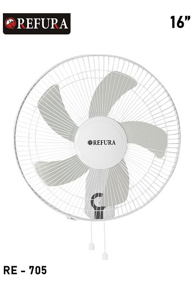 REFURA مروحة حائط مقاس 16 بوصة - طراز RE-705 مع تحكم بثلاث سرعات وتشغيل صامت