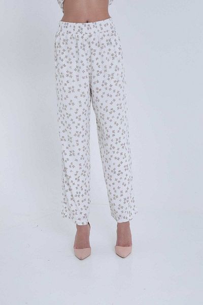 mica Women's Wide Floral Print Pants with Elastic Waist