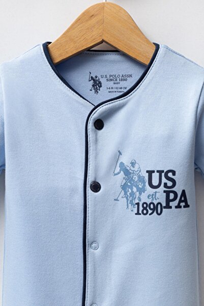 U.S. Polo Assn. Baby Boy Blue Jumpsuit, 100% Cotton