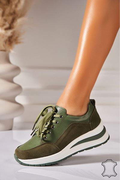 Joana Kynlei Green Genuine Leather Sneakers