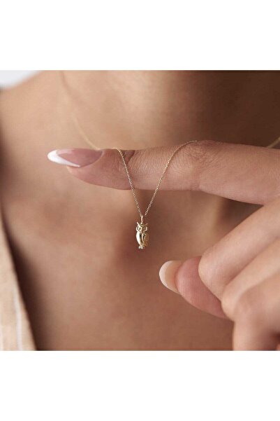 Cherry by Özkonak Baykuş Figürlü 14 Ayar Altın Kadın Kolye