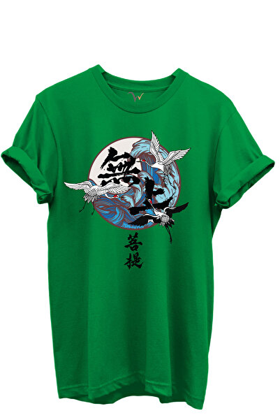 WİDİ Μπλουζάκι Unisex με μοτίβο κελάρι και μοτίβο κύματος σε ιαπωνικό στυλ τέχνης 100% βαμβάκι