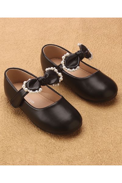 Babyoye Ballerina with Bow Applique - Black