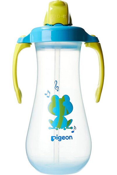 Pigeon زجاجة رضاعة للأطفال مع قشة من بيجون، لون أزرق