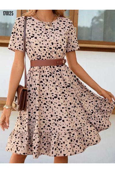 moda wanilia Rochie de damă cu mânecă scurtă cu model cu decolteu