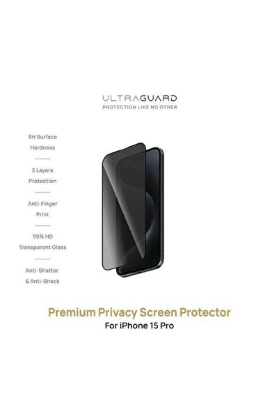 ULTRAGUARD واقي شاشة الخصوصية المتميز لجهاز iPhone 15 Pro