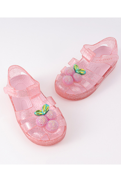 SAPS Sandals with Cherry Applique - Pink