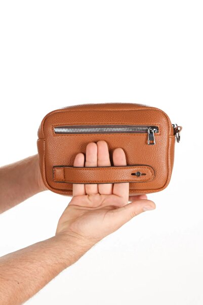 Newish Men's Tan Hand Strap Portfolio Clutch Handbag