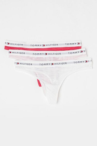Tommy Hilfiger , Set de chiloti tanga cu logo - 3 perechi, Rosu, Alb, Roz, L