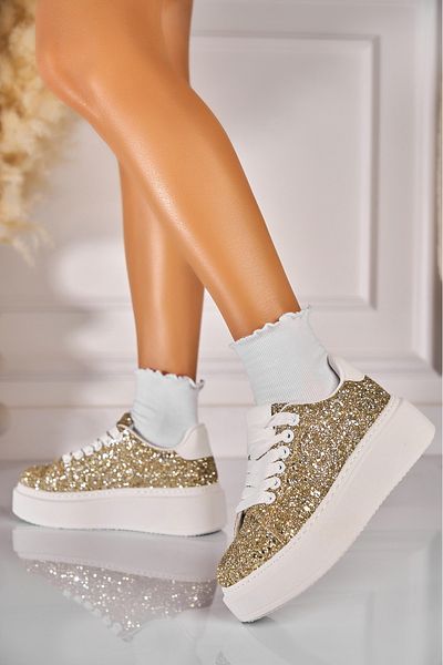 Joana Women's Glitter Gold Sneakers Pierra