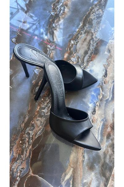 Sibel Shoes Olympos Black Thin Heel Slippers