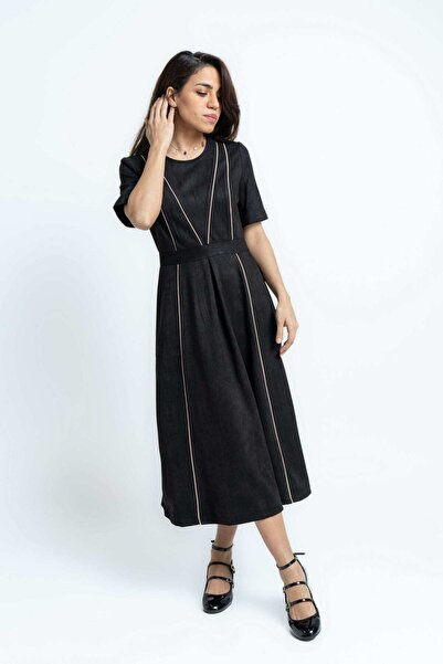 mica Short Sleeve Striped Midi Dress