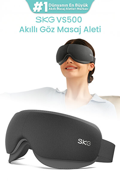 SKG ES500 Göz Masaj Aleti | Anti-Stres Isı Terapili | Bluetooth Müzikli, Sessiz,Taşınabilir,1500 mAh,Gri