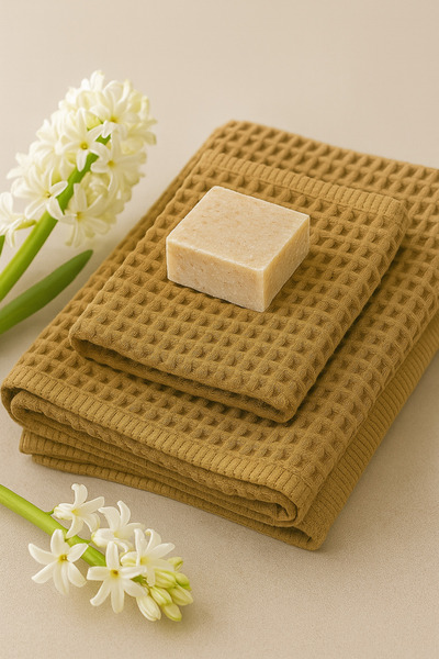 Sera Royal 100% Cotton Waffle Bath Towel Set (50X90 & 70X140 cm) – Head and Body Towel