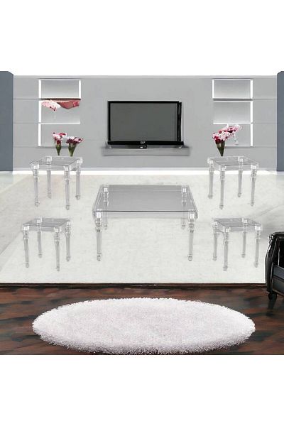 Al Saada Home طقم طاولات أكريليك ٤ + ١ قطعة