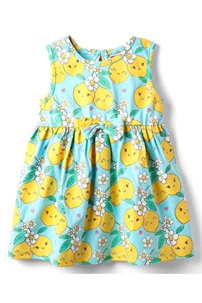 Babyhug Cotton Knit Sleeveless Frock & Bloomers With Floral Print - Light Blue