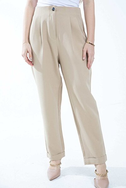 mica بنطلون نسائي كلاسيكي سادة عالي الخصر