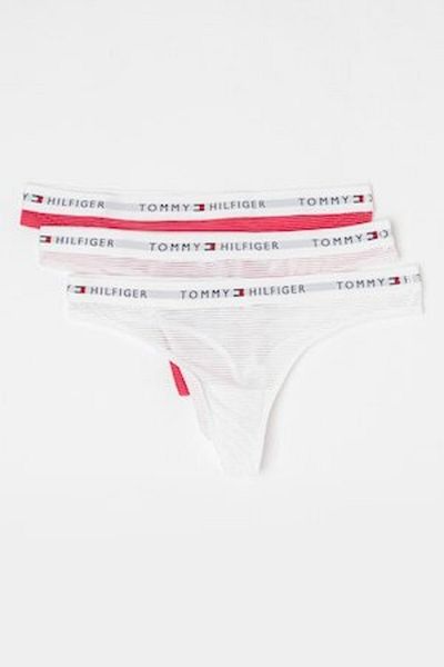 Tommy Hilfiger , Set de chiloti tanga cu logo - 3 perechi, Rosu, Alb, Roz, L