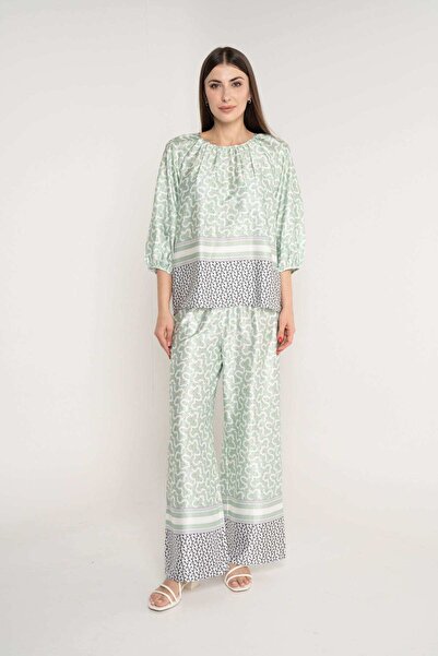 mica High-Waisted Wide-Leg Printed Trousers