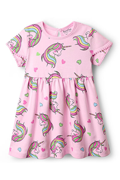 Bonfino All Over Unicorn Printed Dress - Pink