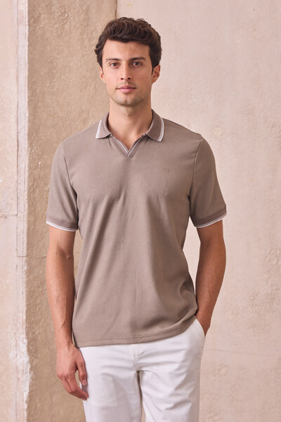 Pietra Paul Ανδρικό μπλουζάκι από βαμβακερό ύφασμα που δεν συρρικνώνεται με λεπτή εφαρμογή Polo γιακά