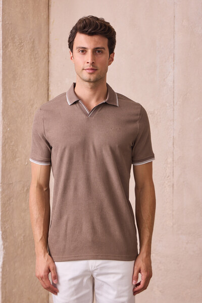 Pietra Paul Ανδρικό μπλουζάκι από βαμβακερό ύφασμα που δεν συρρικνώνεται με λεπτή εφαρμογή Polo γιακά