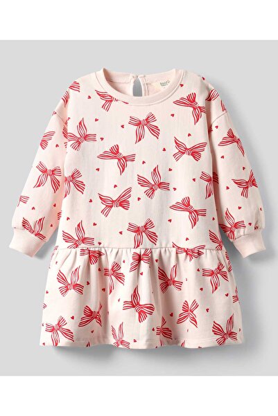 Bonfino 100% Cotton French Terry Full Sleeves Oversized Drop Waist Frock With...