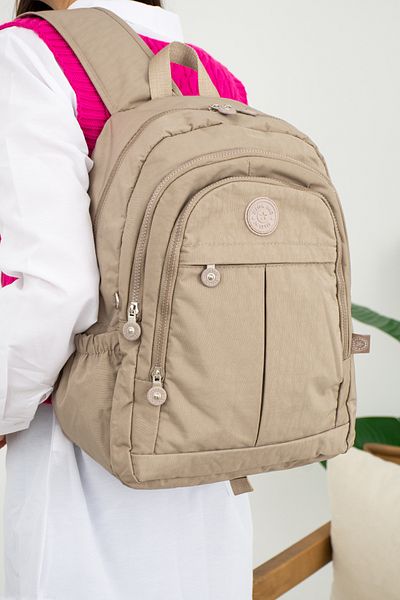 NEMO BAGS Light Mink Unisex Backpack, Laptop and Travel School Bag, Original Crinkle Fabric, 20 Lt, 40X30Cm