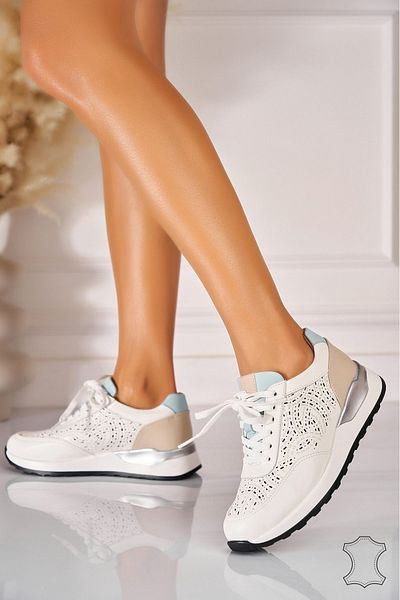 Joana Blue Oriana Natural Leather Sneakers