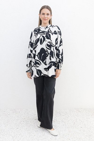 ALLDAY Black-Stone-Patterned Sleeve Gipeli Shirt