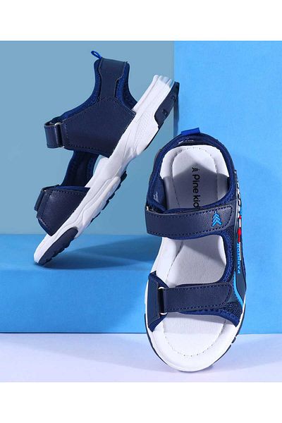 Pine kids Pine Kids Sandals with Velcro Closure & Text Applique - Blue