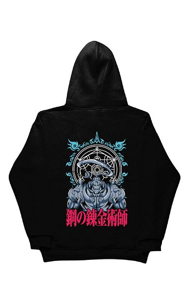 By Caspita Fashion Lenithra Fullmetal Alchemist Brotherhood Alphonse Back Printed Unisex Oversize Black Hoodie