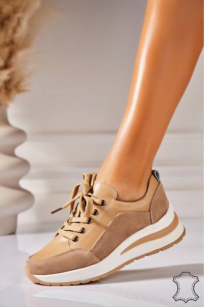 Joana Kynlei Beige Genuine Leather Sneakers