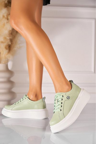 Joana Tryce Green Genuine Leather Sneakers