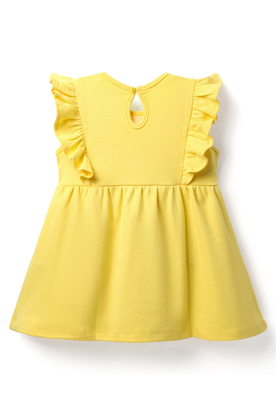 Bonfino Girls Dress With 3d Butterfly Appliques - Yellow