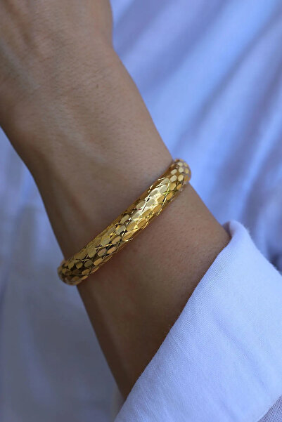 Yenigün Kuyumculuk Hediyelik Yatırımlık Baklava Işıltılı (5 gr) Altın Bilezik-10 mm Genişlik