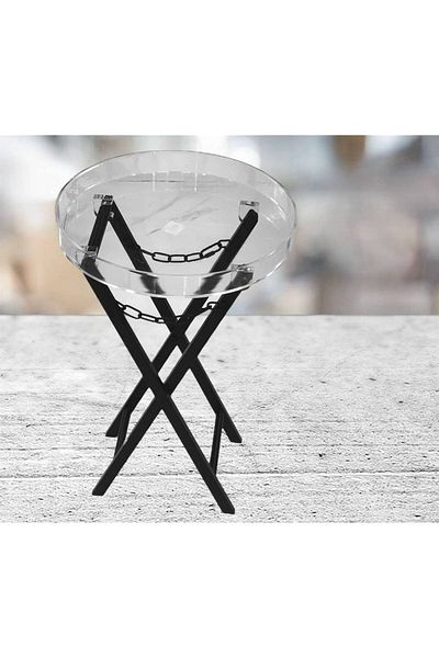 Al Saada Home Limited Quantity - Single Acrylic Service Table - Black 56 X 37 cm