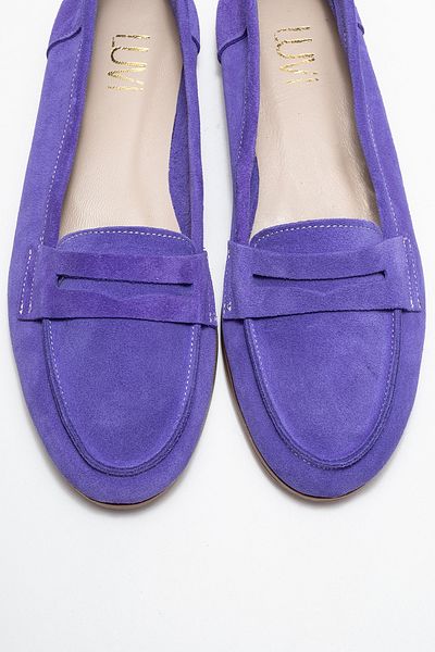 LuviShoes F02 Γυναικεία Loafer Παπούτσια από γνήσιο δέρμα μωβ σουέντ