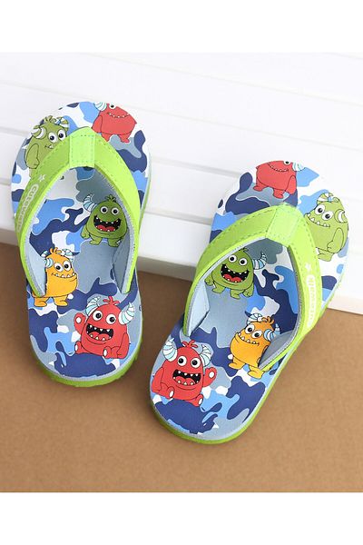 Cute Walk by Babyhug Cute Walk by Babyhug Flip Flops Monster Print - Green