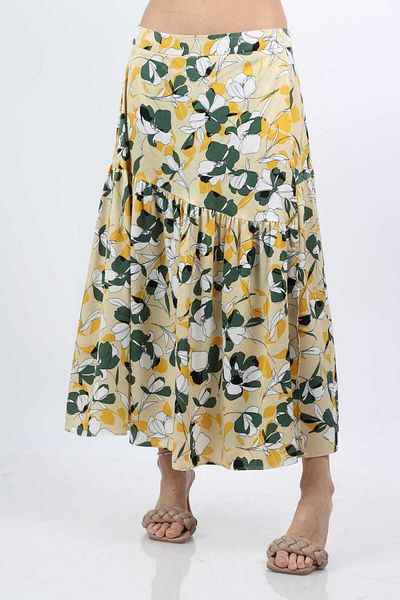 mica Flared Midi Skirt with Floral Print - Wrap Design