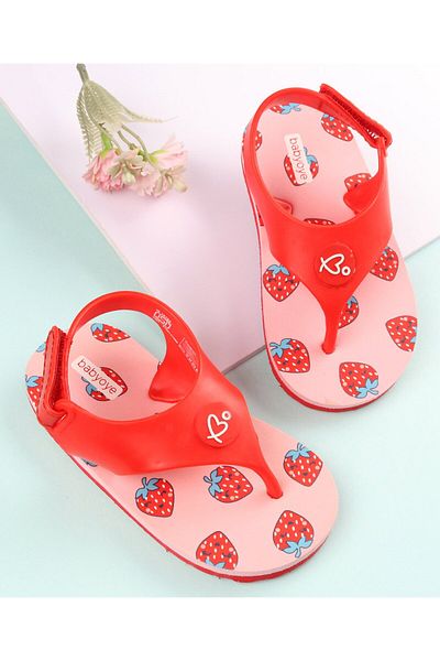 Babyoye Velcro Closure Flip Flops Strawberry Print - Pink