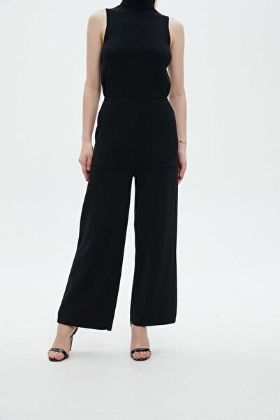 mica Plain Wide-Leg Pants with Front Pockets
