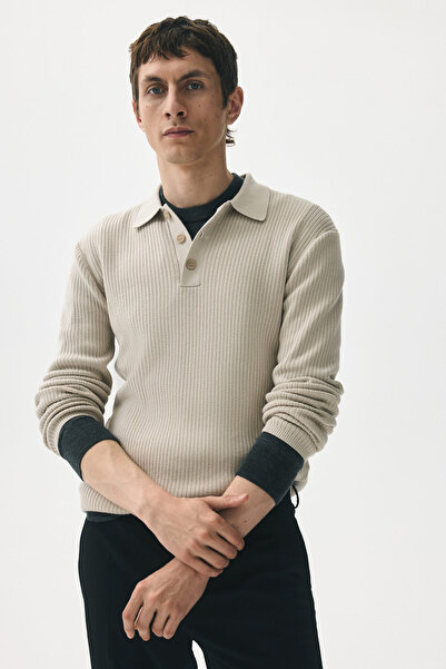 H&M Lastik Örgülü Polo Tişört Slim Fit