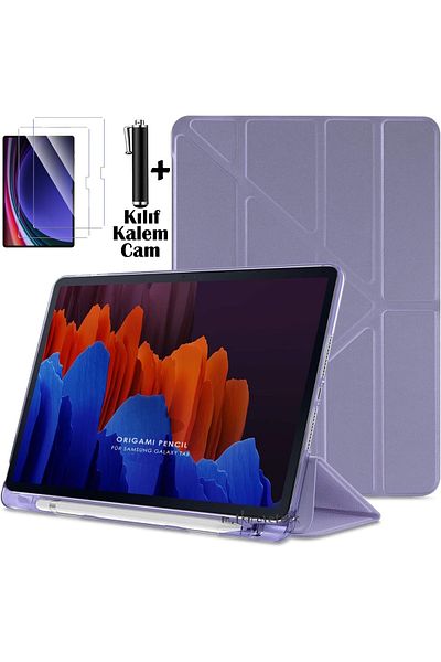 m.tk moveteck Lenovo Idea Tab Pro 12.7 Inch Case with Pen Compartment Sleep Mode Silicone Cover + Screen Protector Glass + Pen
