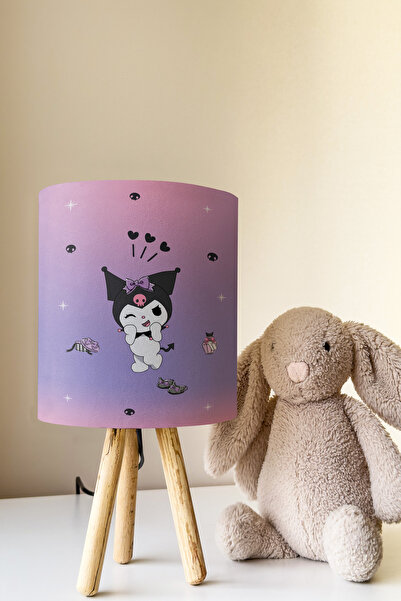 Talia Home Kuromi Patterned Children's Room Lampshade Table Lamp Tlab-325