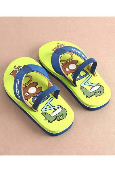 Cute Walk by Babyhug Cute Walk by Babyhug Slip On Flip Flops with Animal Print - Green