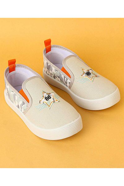 Cute Walk by Babyhug Cute Walk by Babyhug Slip On Casual Shoes With Star Patch - Light Grey