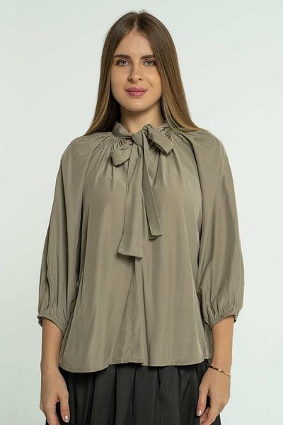 mica Women's Solid Tie-Neck Blouse