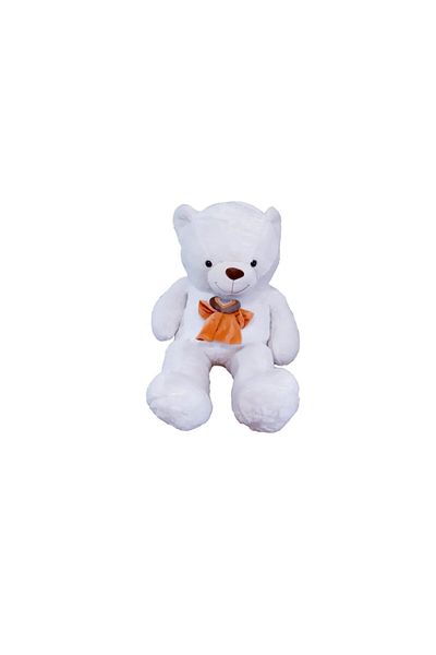 Sentido Large Plush Bear with Heart, 130 cm, White/Yellow